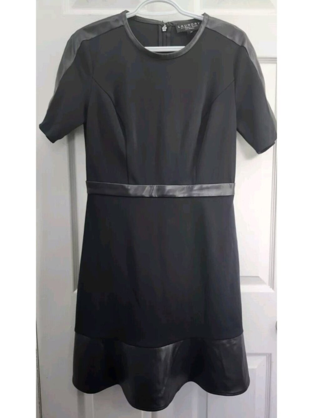 Laundry By Shelli Segal Mini Fit And Flare Faux Leather Black Size 8